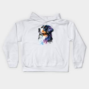 Colorful Bernese Mountain Dog Watercolor Art Kids Hoodie